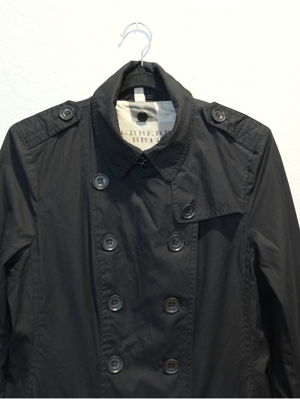 Burberry Brit Black Double Breasted Trench Coat Size 10 Nova Check **READ - Picture 5 of 12